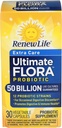 Renew Life Extra Care Probiótico Cápsulas Digestivas, 50 bilhões de UFC Garantidos, Suplemento diário Suporta Imune, Digestivo, Saúde Respiratória(1), L. Rhamnosus GG, Dairy, Soy and Gluten-Free, 30 Count