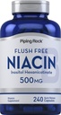Piping Rock Niacin 500mg □ Flush Free □ 240 Cápsulas