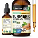 BIO KRAUTER Suplemento Acúrmico Tintura - 1200 mg Curcumina Acúrmica com Extrato de Pimenta Negra - Álcool e Açúcar Grátis - Gotas Vegan 2 Fl.Oz.