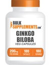 BulkSuplementos.comginkgo Biloba Extrair Cápsulas - Ginkgo Biloba Fonte de folhas, Suplemento de ervas - Vegan, 1 cápsula por serviço, 180 contagem (Pacote de 1)