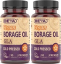 DEVA Vegan Vitaminas, Óleo de Borage 500mg, Fonte de Ácido Gordo Ómega-6 GLA (ácido linolênico gama), Pressionado a frio e não refinado, 90 comprimidos (Pacote de 2)