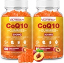 2 Pacote CoQ10 Gummies 3000 mg - Plus Omega-3, Vitamina B3 & Zinco, Coenzima de alta absorção Q10 Suplementos para energia celular e suporte antioxidante, Vegan 120 Contagem