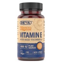 DEVA Vitaminas Vegan Vitamina Natural E 400UI com tocoferóis mistos, Suporta sistema imunológico e nutrição da pele, Antioxidante natural e sem glúten, Dairy Free, Não-GMO, 90 Cápsulas