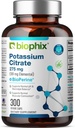 Biophix Potássio Citrato 275 mg com BioPerine 300 Veggie Cápsulas - Suporta Equilíbrio Eletrolítico, Nervo., Função muscular e Saúde do Coração