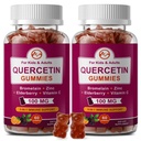 (2 Pack) Quercetin Gummies com bromelaína, Elderberry, Zinco e Vitamina C - Chewable Quercetin 700mg Suplemento para Imunidade, Alergia, Apoio ao Envelhecimento - Gummies Vegan para Adulto & Kid