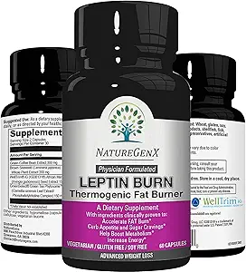 Leptin Burn - Queimador de gordura termogênico, suppressor de apetite, impulsionador de energia e potenciador de metabolismo para perda de peso - pílulas de dieta que trabalham rápido para mulheres e homens - 60 comprimidos magros, sem glúten