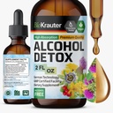 BIO KRAUTER Alcohol Detox Tintura - Fígado Cleanse & Detox Fórmula - Cardo de Leite & Dandelion - Suporte de fígado Extrato Líquido - Álcool e Açúcar Livre - Vegan Drops 2 Fl.Oz.
