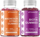 Gummies de Magnésio Vitamatic & chicletes de biotina - 60 Vegan contagem cada