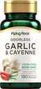 Piping Rock Odorless Alho Softgels 180 Softgels Suplemento com Cayenne Extract