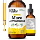 Wild & Organic Maca Ashwagandha Drops para homens e mulheres - Peruano Maca Root e Ashwagandha Tintura para o apoio geral - Vegan, Açúcar & Alcohol-Free Extract Supplement - 2 fl oz