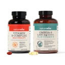 NaturezaWise Vitamina B Complexo 360 Softgels & Omega 3 óleo de peixe 180ct para energia, coração, cérebro, imunidade e visão Suporte