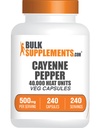BulkSupplements.com Cayenne Pepper Cápsulas - Cayenne Pepper 40000 HU, Capsaicin Suplementos, Cayenne Pepper Suplementos - Gluten Grátis, 1 Cápsula por Serviço, 240 Veg Cápsulas (Pack of 1)