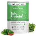 Sprout Vivendo proteína épica, proteína baseada em plantas e superalimentos em pó, Reino Verde, 20 gramas de proteína orgânica em pó, Verdes, Vegan, Não lácteos, Não-GMO, Glúten livre, Açúcar baixo (2 libras, 24 servir)