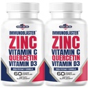 (2 Pack) ImunoBlaster Zinc Quercetin 500mg com vitamina D e C Antioxidante Imune Supplement Quercetin Zinc de alta potência para homens e mulheres - Gluten, Soy, & Dairy Free - 120 Count (Twin Pack)