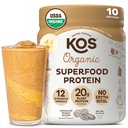 KOS Vegan Protein Powder, Chocolate Peanut Butter - Low Carb Pea Protein Blend, USDA Organic Superfood with Vitaminas & Minerals - Keto, Soy, Dairy Free - Replacement for Women & Men - 10 Servings