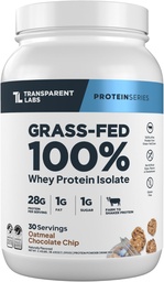 Laboratório Transparente Whey-Fed Protein Isolate - Naturalmente aromatizado, sem glúten Whey Protein Powder com 28g de proteína por serviço & 9 Aminoácidos - 30 Servings, Aveia Chocolate Chip Cookie