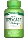 Nature's Truth Triple Omega 3-6-9 Softgels □ 3600mg □ 60 Contagem de Peixe, Linho, Óleos de Boragem