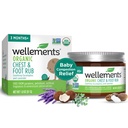 Wellements Organic Baby Chest & Foot Rub for 3 Meses+ (1,8 Fl Oz) □ Acalma & Comforts □ Aliviamento da congestão do bebê* com Eucalyptus e Lavanda □ Livre de petróleo, mentol e fragrância artificial