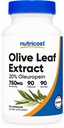 Extrato de Folha de Oliva Nutricost (20% Oleuropein) 750 MG, 90 Cápsulas - Não- OGM, Sem Glúten