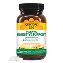 País Vida Mastigável Papaya Enzimas para apoio à digestão - Natural Abacaxi & Papaya Flavor, Assiste com Absorção Nutriente, Contém Papaína & Protease - 200 Ct