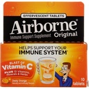 Airborne 1000mg Vitamina C com Vitamina D & Zinco, Suplemento de suporte imune de multivitamina sem açúcar, Antioxidantes Vitaminas A C & Vitamina E, 10 comprimidos efervescentes, sabor de laranja Zesty