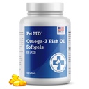 Pet MD – Omega 3 suplemento de óleo de peixe para cães – Pele e revestimento de suporte para cães – 180 Softgels
