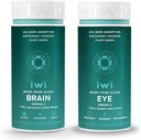 Iwi Life Brain & Eye Omega-3 Bundle, 30 Servings, Vegan Planta-baseada Algas Omega 3 com EPA + DHA, Krill & Fish Oil Alternative, Sem gosto de peixe
