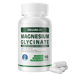 Glicecinato de magnésio 400 MG por serviço 100% quelatado para alta absorção, gentil no estômago, não-GMO, 90 Cápsulas Vegetarianas