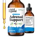 Wild & Organic Adrenal Support Drops for Positive Outlook - Suplementos de Suporte Adrenal Natural para Mulheres e Homens - Vegan, Sem Açúcar e Álcool - 2-Month Supply - 4 fl oz