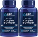 Extensão de vida Bioativo Complexo B completo, Coração, Cérebro e Nervo Suporte, Energia Saudável, Metabolismo, Complexo B completo, 60 Cápsulas Vegetarianas (Pacote de 2)