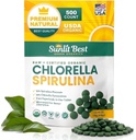 Sunlit Melhores comprimidos de chlorela espirulina - USDA orgânico, Premium espirulinas e cápsulas de chlorela 500 comprimidos - chlorelas Natural Superalimento com espirulina algas, Enzimas clorofila & proteína Vegan
