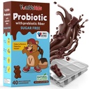 YumVs Probióticos para crianças com fibra de açúcar prebiótico gratuito Suplementos mastigáveis de chocolate - suplementos dietéticos mastigáveis para saúde digestiva - crianças, crianças e adolescentes 60 Contagem