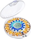 Dispensador automático de comprimidos Daviky para idosos com alarme, caixa de pílulas de 28 dias, lembretes de som e luz para medicamentos, vitaminas e suplementos (azul)