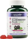 NatureWise Sambucus Elderberry Gummies - Immune Support Supplement for Kids Ages 4+ & Adults with Vitamina C, D3, Zinc - Equivalente a 3520mg - Vegan, Non-GMO - 60 Count[30-Day Supply]