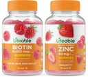 Biotina viva + zinco 50mg, chicletes pacote - Grande degustação, Suplemento de vitamina, sem glúten, OGM livre, mastigável