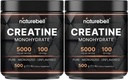 NatureBell 2 Pack Creatine Mono-hidrato em pó 500g, 5.000mg por serviço , Micronizado, Puro e sem sabor , Suporte muscular pré-trabalho , Keto, Vegan, Filler-Free , 200 Servings (2,2 lb)