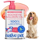 Óleo de salmão de estimação nativo para cães e gatos – Puro óleo de peixe Omega-3 para cães Suplemento para pele e casaco, articulação e saúde do coração - cão anti-inflamatório – 100% Wild-Caught Alaskan Sockeye Salmão – 8 onças
