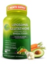Glutationa lipossômica 500mg - Forma ativa L Glutationa (Reduzida) para Absorção Máxima - Feita com Alimentos Orgânicos Integrais - Mestre Antioxidante & Detoxificador - Imune & Suporte Cardiovascular - 60 Contagem