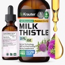 BIO KRAUTER Milk Thistle Liquid Drops - Lect Thistle Silymarin Suplemento de suporte de fígado - Alcohol & Sugar Free Tincture for Liver Cleanse Detox - 2 Fl. Oz.