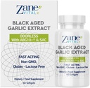 Zane - Cápsulas de Alho Preto Envelhecido - Sistema Imune, Pressão Arterial e Colesterol Apoio à Saúde - Menos Odor - Mais Eficaz do que Alícina - 60 Cápsulas Não-GMO, Glúten - Lactose - Parabeno Grátis.