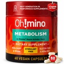 Oh!mino Metabolismo Suplemento de suporte para gordura eficiente para a conversão de energia w/L-Carnitina, fenilcapsaicina, & vitamina B3 - Não-Jitters, Estimulante-livre, Vegan, Cápsulas não lácteos (60 Servings)