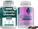 Cháveli espirulina chlorela e cápsulas de mirtilo