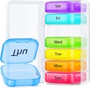 AUVON Extra Grande Organizador de Comprimidos Semanais, Caixa Separada Portátil Fendas de 7 Dias Ajustar Bolso e Bolsa, Caixa de Comprimidos com Proteção Dupla para Viagem, Container de Comprimidos para Vitaminas Grandes, Óleos de Peixe, Suplementos