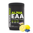 NutraBio Alpha EAA - Aminoácidos para Crescimento Músculo e Hidratação - Aminoácidos Essenciais com Nootropics & Adaptogens- Espectro completo EAA BCAA Pó - 30 Serventes - Limonada de Mirtilo