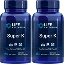 Extensão de vida Super K, 150 Softgels (Pacote de 2) com vitaminas K e K2