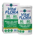 Planeta Vital - Flora Vital Adultos Mais de 55 Probióticos diários 60 bilhões UFC, Deformações Diversas, Prebióticos Orgânicos, Imunes e Prateleira de Saúde Digestiva Probióticos Estáveis para Mulheres e Homens, 30 Cápsulas