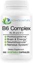 B6 Complexo Vegan Vitamina B6, B9 Folato, B12 Metilcobalamina Suporta Cardiovascular, Neuromuscular, Sistema Nervoso, Homocisteína, Energia, Células sanguíneas e Saúde Óssea 100 Caps