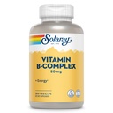 SOLARAY Vitamina B Complexo 50 mg - Vitaminas de Energia Celular - Metabolismo e Nervo Apoio à Saúde com Vitamina B12, Vitamina B1, B6, Niacina, Ácido Fólico, Biotina e Outras Vitaminas B - Vegan, 250 VegCaps