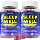 Gummies de sono livre de melatonina com glicinato de magnésio, GABA, 5-HTP, L-Theanina, Valerian, Camomila, Limão Balm, Vitamina D3 & B6 - Hormônio e Droga- Livre, Formando Não Habit, 2 Pack
