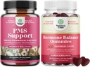 Pacote de suporte de PMS com DIM, Chasteberry, Black Cohosh & Ashwagandha para período Cães Menopausa Bloating Mood Swing e Hormone Balance Gummies Suporte Ciclo Menstrual com Vitamina B6 & Dong Quai
